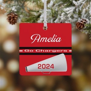 Cheer Personalized Square Photo Ornament- 2.75quot; Metal - 1 Sided - 49003-1M