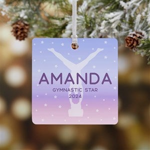 Gymnastics Personalized Square Photo Ornament- 2.75quot; Metal - 1 Sided - 49004-1M