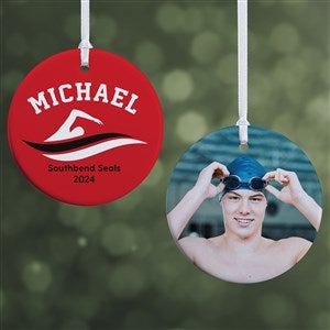 Swimming Personalized Photo Ornament- 2.85quot; Glossy - 2 Sided - 49005-2S