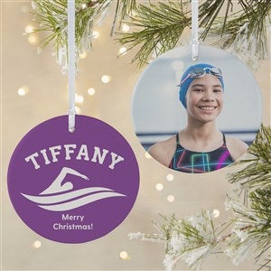 Swimming Personalized Photo Ornament-3.75quot; Matte - 2 Sided - 49005-2L