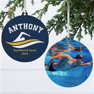 Swimming Personalized Photo Ornament-3.75quot; Wood - 2 Sided - 49005-2W