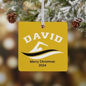 Swimming Personalized Square Photo Ornament- 2.75quot; Metal - 1 Sided - 49005-1M