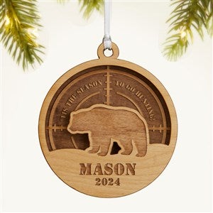 Hunting Personalized 2 Piece Wood Ornament- Natural - 49042-N