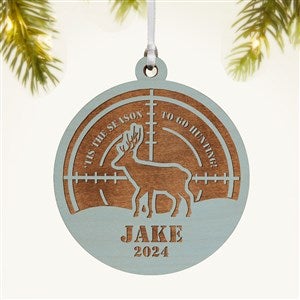 Hunting Personalized 2 Piece Wood Ornament-Blue Stain - 49042-B