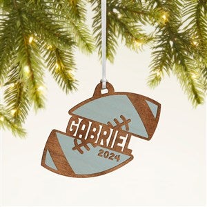 Football Personalized Wood Ornament- Blue Stain - 49043-B