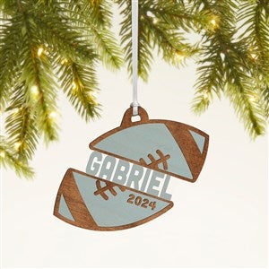 Football Personalized Wood Ornament- Blue Stain - 49043-B