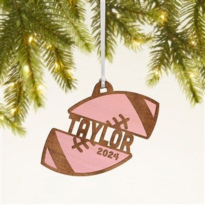 Football Personalized Wood Ornament- Pink Stain - 49043-P