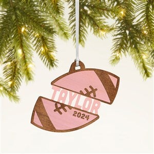 Football Personalized Wood Ornament- Pink Stain - 49043-P