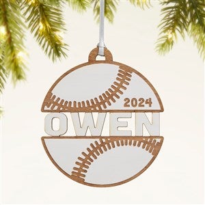 Baseball Personalized Wood Ornament- Whitewash - 49044-W