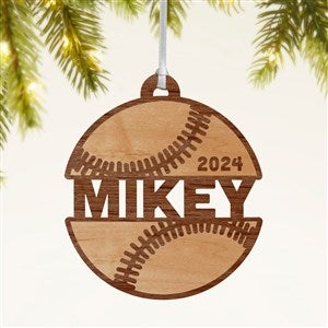 Baseball Personalized Wood Ornament- Natural - 49044-N