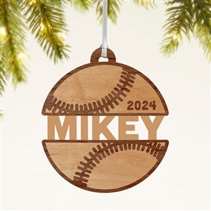 Baseball Personalized Wood Ornament- Natural - 49044-N