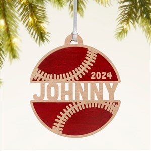 Baseball Personalized Wood Ornament- Red Maple - 49044-R