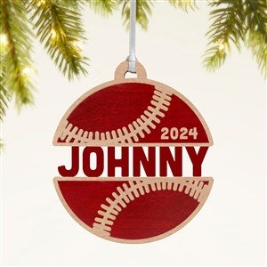 Baseball Personalized Wood Ornament- Red Maple - 49044-R