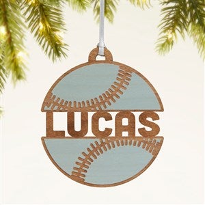 Baseball Personalized Wood Ornament- Blue Stain - 49044-B