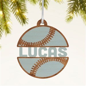 Baseball Personalized Wood Ornament- Blue Stain - 49044-B