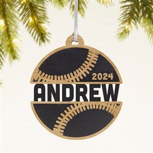 Baseball Personalized Wood Ornament- Black - 49044-BLK