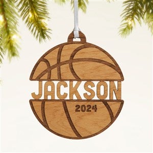 Basketball Personalized Wood Ornament- Natural - 49045-N