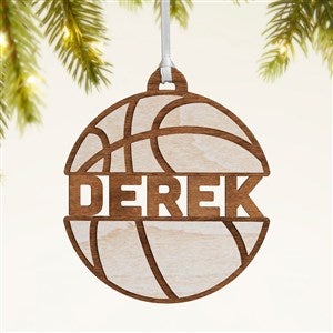 Basketball Personalized Wood Ornament- Whitewash - 49045-W