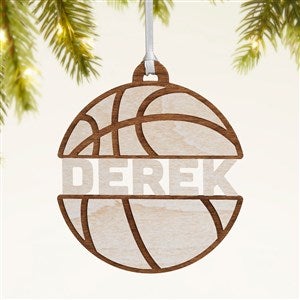 Basketball Personalized Wood Ornament- Whitewash - 49045-W