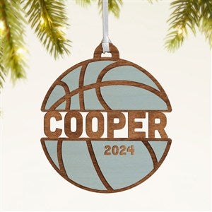 Basketball Personalized Wood Ornament- Blue Stain - 49045-B