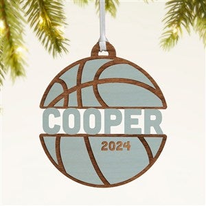 Basketball Personalized Wood Ornament- Blue Stain - 49045-B