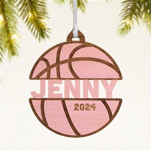 Basketball Personalized Wood Ornament- Pink Stain - 49045-P