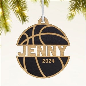 Basketball Personalized Wood Ornament- Black - 49045-BLK