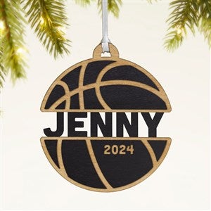 Basketball Personalized Wood Ornament- Black - 49045-BLK