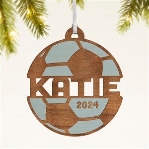 Soccer Personalized Wood Ornament- Blue Stain - 49046-B