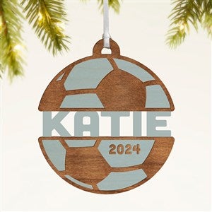 Soccer Personalized Wood Ornament- Blue Stain - 49046-B