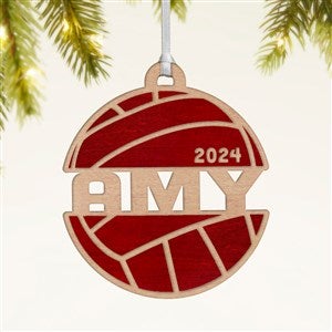 Volleyball Personalized Wood Ornament- Red Maple - 49047-R