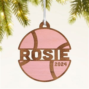 Tennis Personalized Wood Ornament- Pink Stain - 49048-P