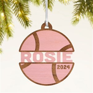 Tennis Personalized Wood Ornament- Pink Stain - 49048-P