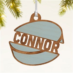 Hockey Personalized Wood Ornament- Blue Stain - 49049-B