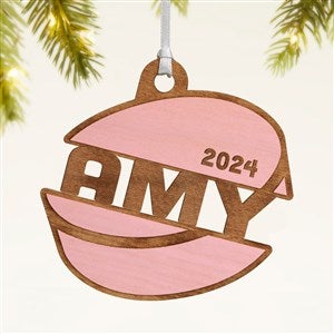 Hockey Personalized Wood Ornament- Pink Stain - 49049-P