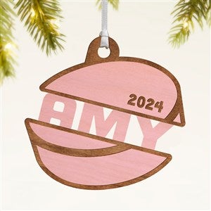 Hockey Personalized Wood Ornament- Pink Stain - 49049-P