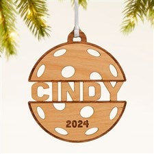 Pickleball Personalized Wood Ornament- Natural - 49051-N