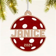 Pickleball Personalized Wood Ornament- Red Maple - 49051-R