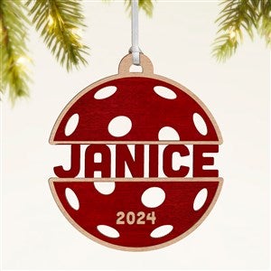 Pickleball Personalized Wood Ornament- Red Maple - 49051-R