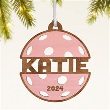 Pickleball Personalized Wood Ornament- Pink Stain - 49051-P