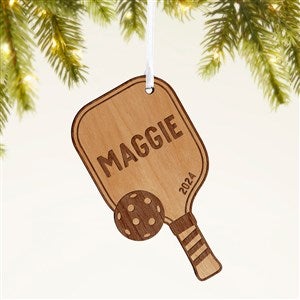 Pickleball Paddle Personalized Wood Ornament- Natural - 49052-N