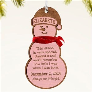 Little Ones Measurements Personalized Wood Ornament- Pink Stain - 49063-P