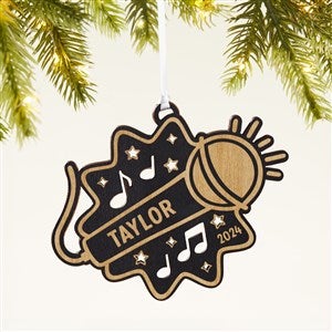 Music Microphone Personalized Wood Ornament- Black - 49067-BLK