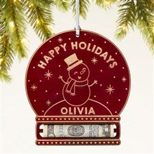 Snowman Personalized Money Holder Wood Ornament- Red Maple - 49069-R