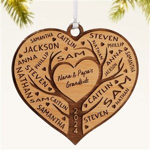 Family Tree of Love Personalized Wood Ornament- Natural - 49070-N