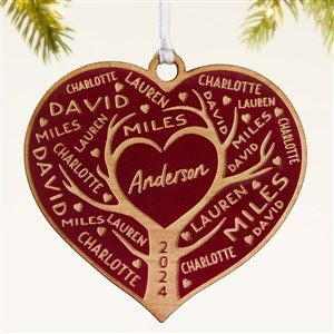 Family Tree of Love Personalized Wood Ornament- Red Maple - 49070-R