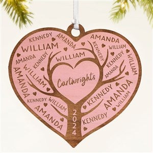 Family Tree Personalized Wood Ornament- Pink Stain - 49070-P