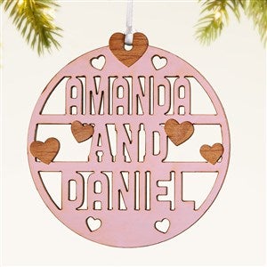 Forever Yours Personalized Wood Ornament- Pink Stain - 49071-P