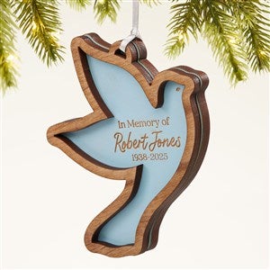 Memorial Dove Personalized 2 Piece Wood Ornament-Blue Stain - 49073-B