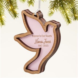 Memorial Dove Personalized 2 Piece Wood Ornament- Pink Stain - 49073-P